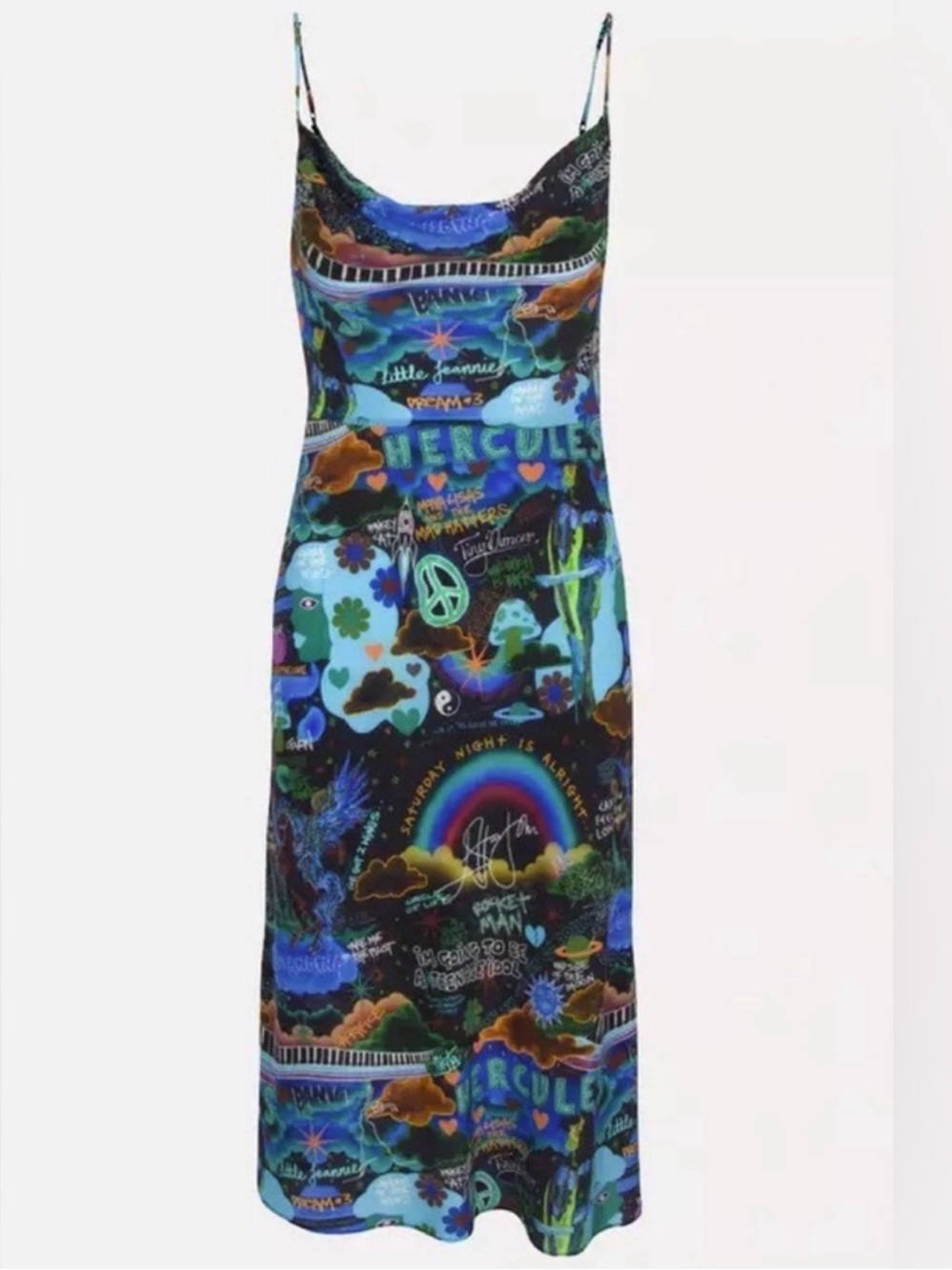 Realisation Par Levon Dress Elton John Réalisation silk size M midi blue print